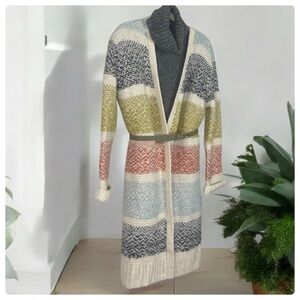 Universal Thread Wool Blend Chunky Knit Striped Long Duster Cardigan - Medium